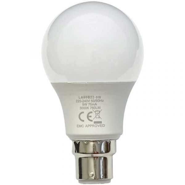 760 Lm/9W Non-Dimmable LED B22 Lamps