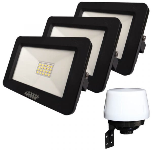 20W LED Floodlight and Day/Night Sensor Combo (Black)