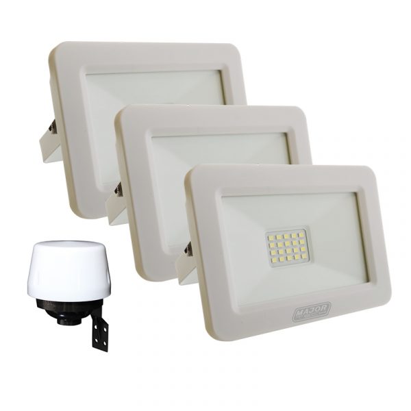 20W LED Floodlight and Day/Night Sensor Combo (White)
